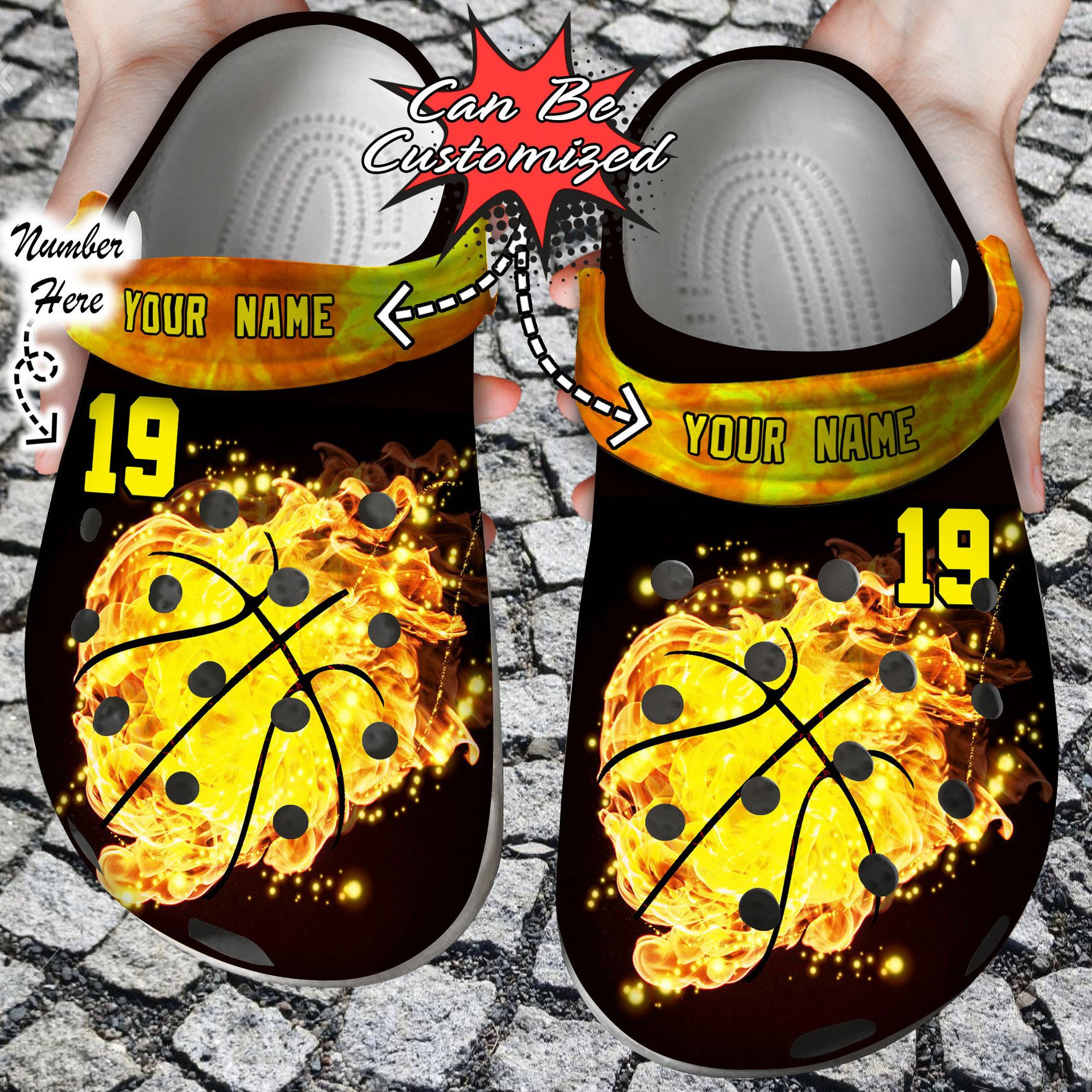 Personalized Basketball Ball Fire clog Shoes Sport
