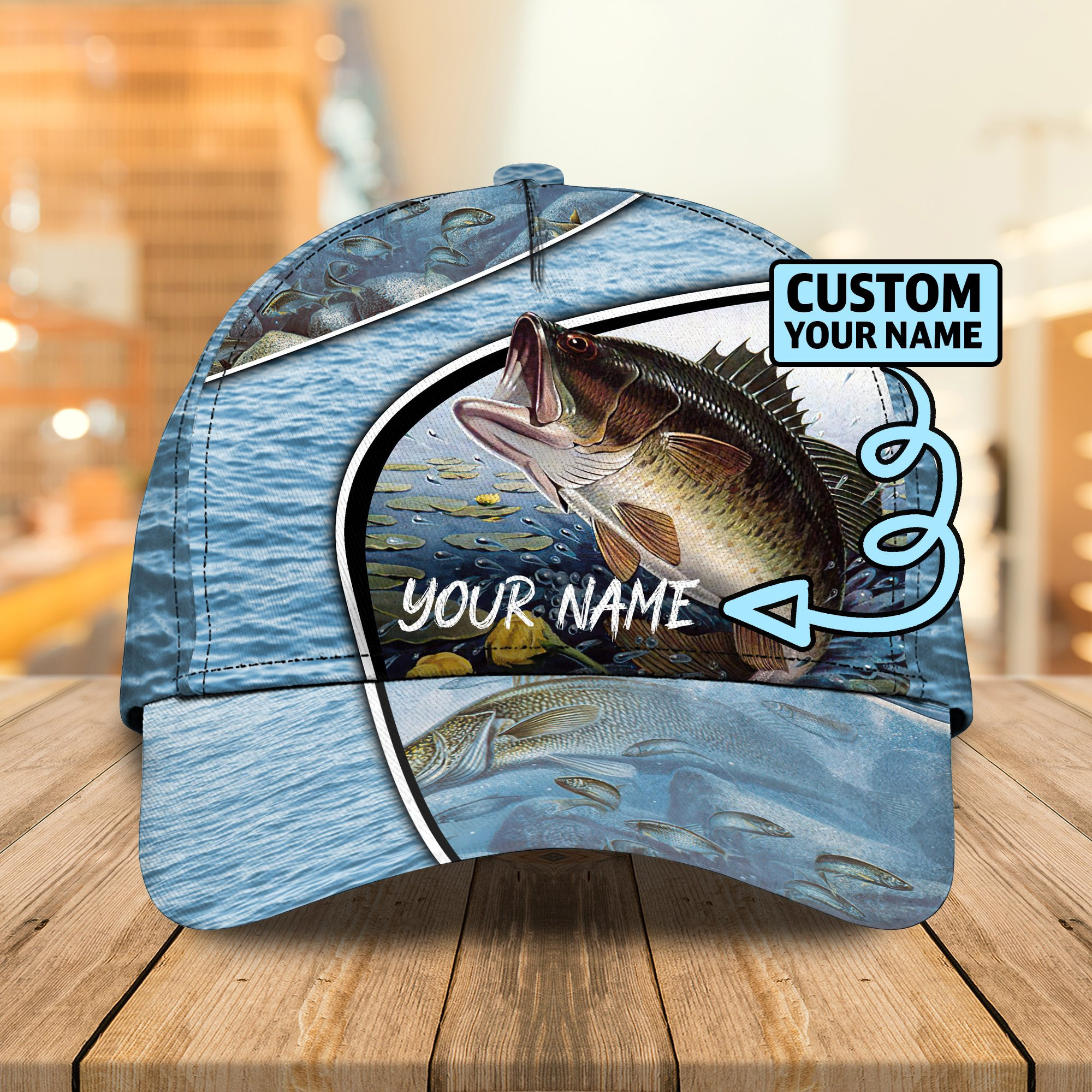 Personalized Bass Fish Hat Unique Baseball Hat Gifts For Fishing Lovers Trucker Hats Custom Hats Gifts For Men & Women