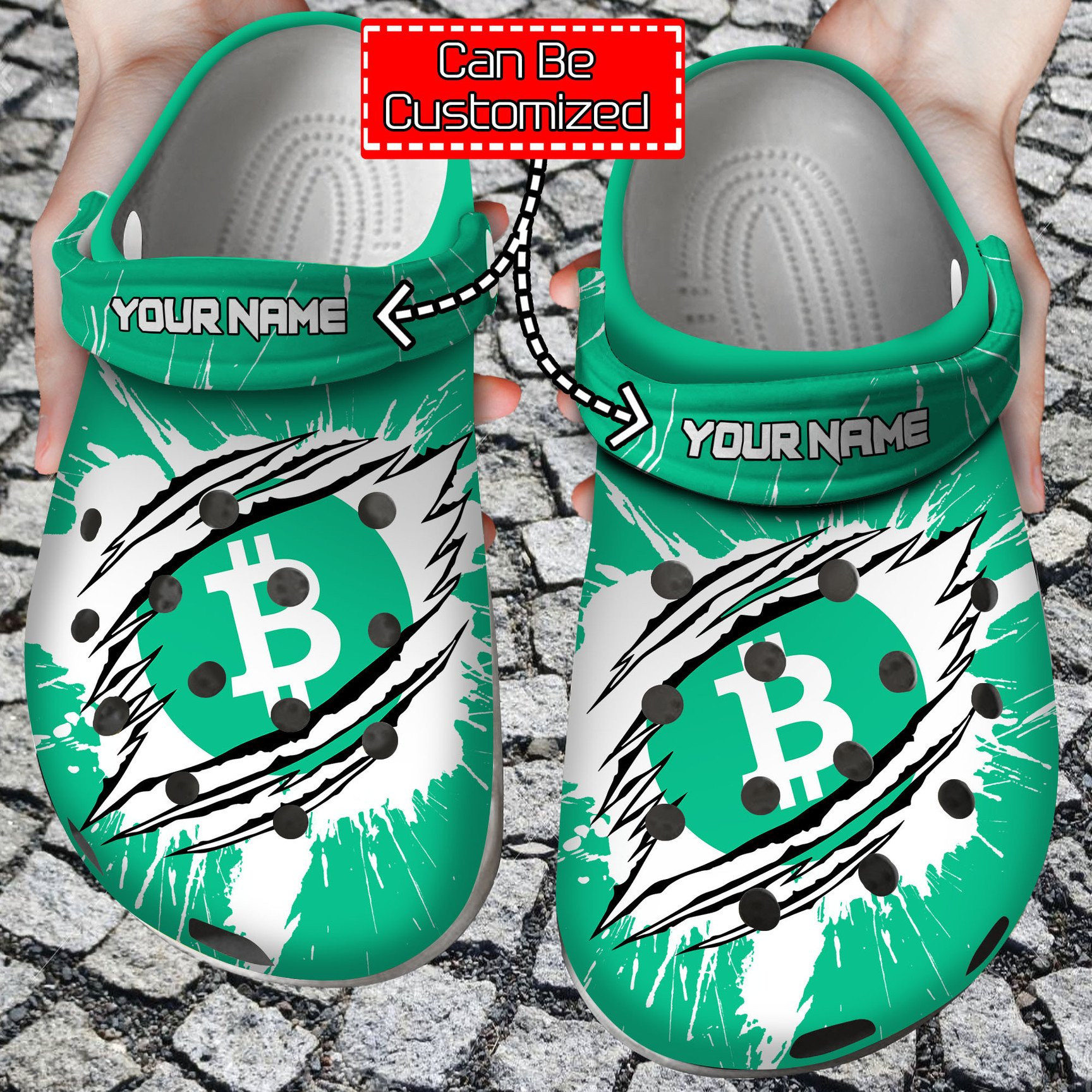 Personalized BCH Coin Ripped Through clog Shoes Crypto
