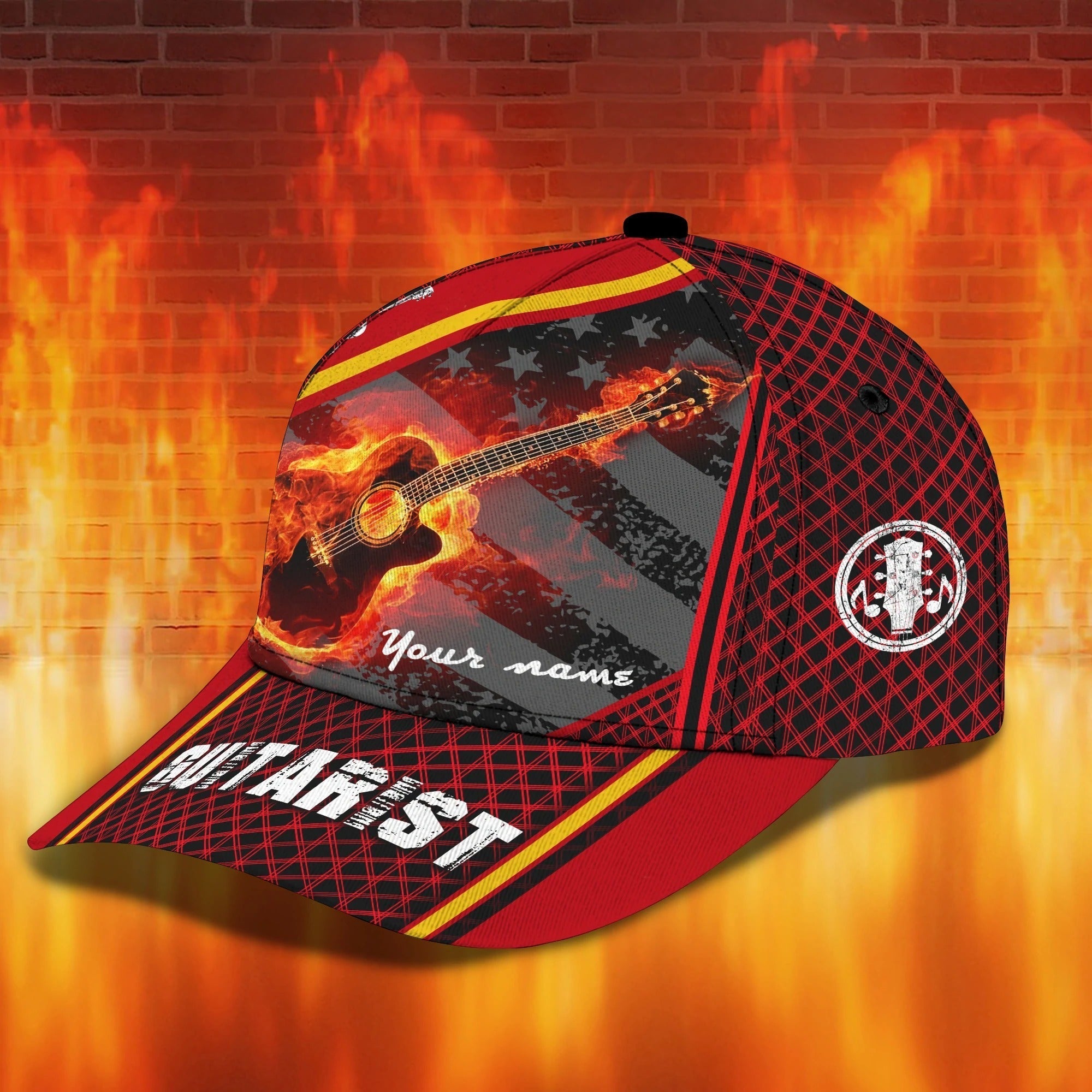 Personalized Beautiful Guitar Full Print Cap Hat For Adult, Colorful Classic 3D Guitar Cap For Musican Trucker Hats Custom Hats Gifts For Men & Women