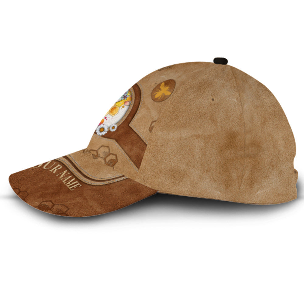 Personalized Bee Heart Leather Hat Classic Cap Trucker Hats Custom Hats Gifts For Men & Women