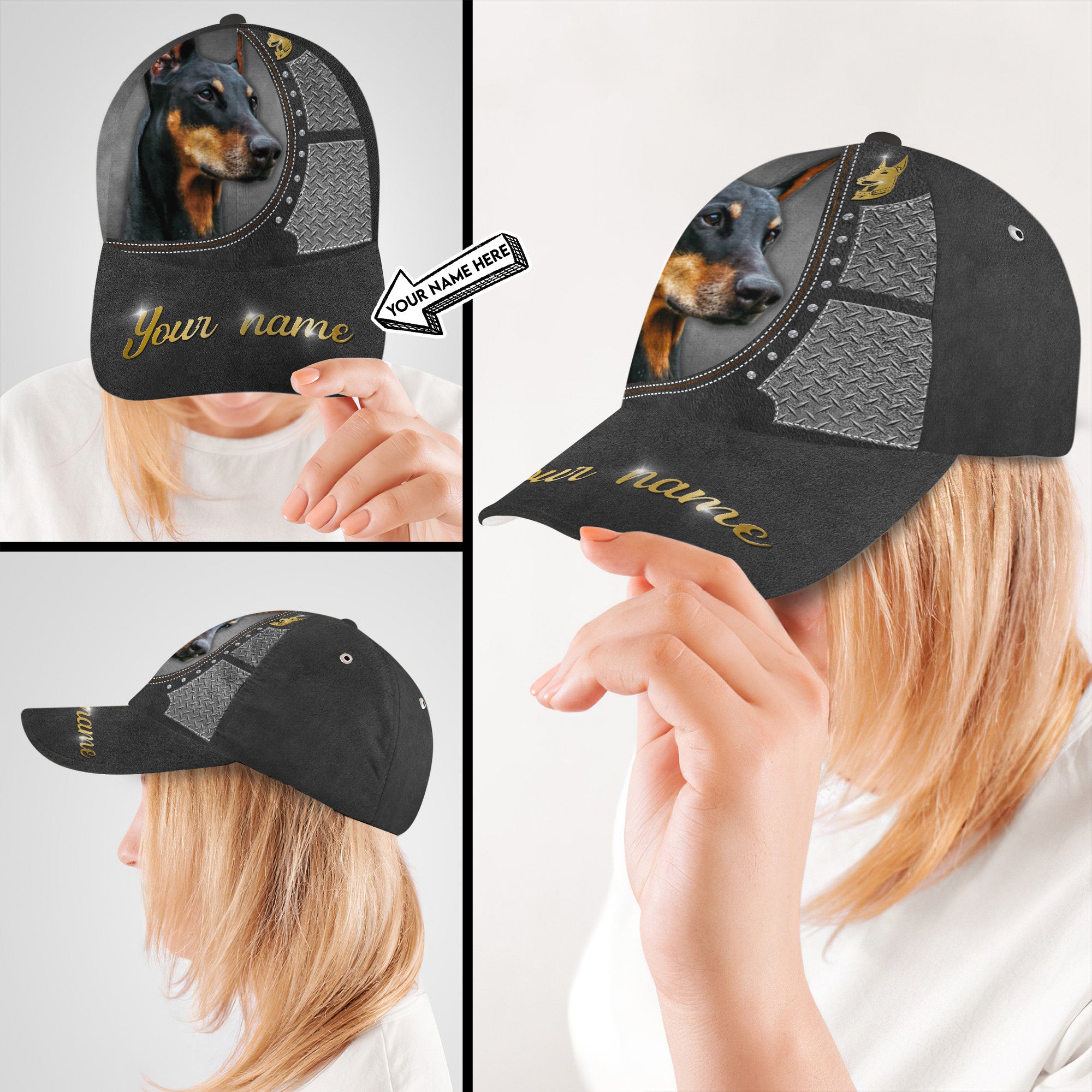 Personalized Best Doberman Dog Hat Classic Cap Trucker Hats Custom Hats Gifts For Men & Women