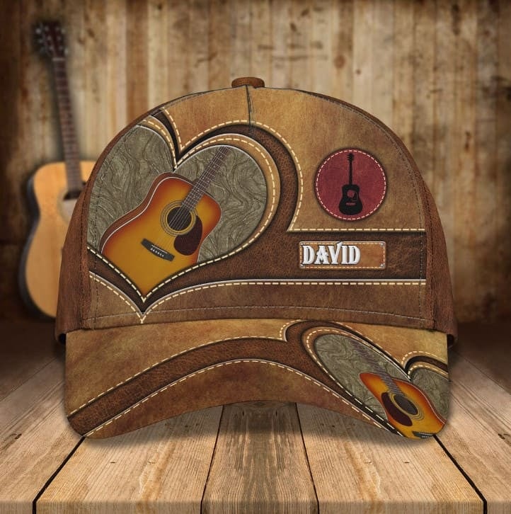 Personalized Black and White Guitar Hat for Men, Guitar Players Classic Cap for Him Trucker Hats Custom Hats Gifts For Men & Women