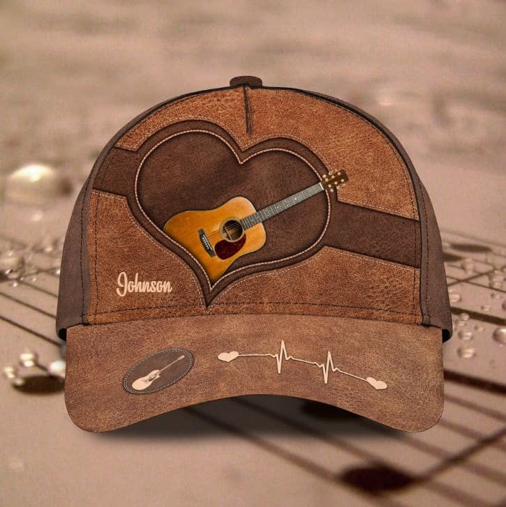 Personalized Black and White Guitar Hat for Men, Guitar Players Classic Cap for Him Trucker Hats Custom Hats Gifts For Men & Women