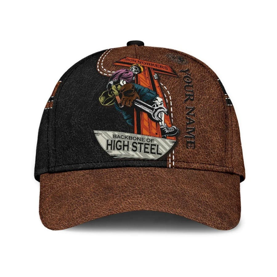 Personalized Black and White Ironworker Classic Cap for Men, Ironworker Hats for Husband, Dad Trucker Hats Custom Hats Gifts For Men & Women