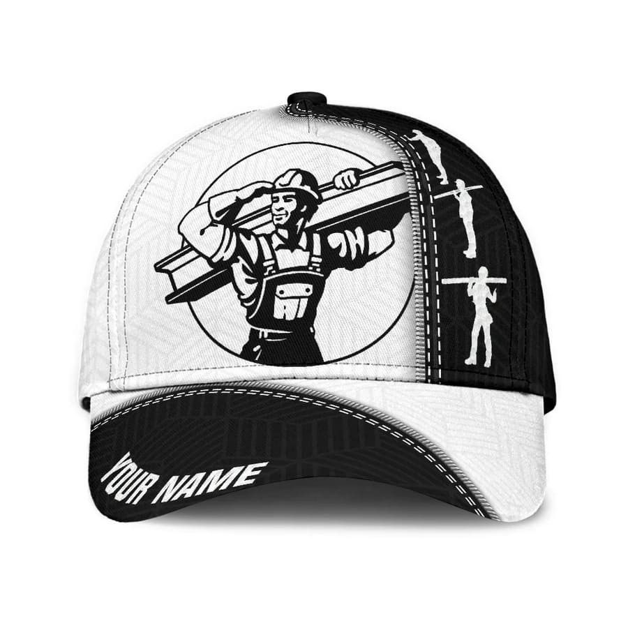 Personalized Black and White Ironworker Classic Cap for Men, Ironworker Hats for Husband, Dad Trucker Hats Custom Hats Gifts For Men & Women