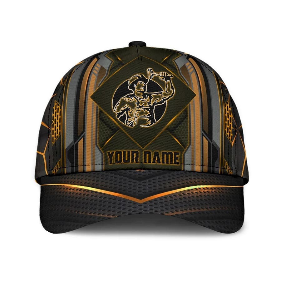 Personalized Black and White Ironworker Classic Cap for Men, Ironworker Hats for Husband, Dad Trucker Hats Custom Hats Gifts For Men & Women