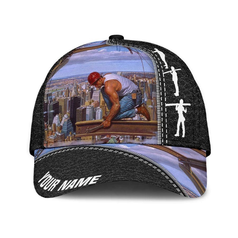 Personalized Black and White Ironworker Classic Cap for Men, Ironworker Hats for Husband, Dad Trucker Hats Custom Hats Gifts For Men & Women