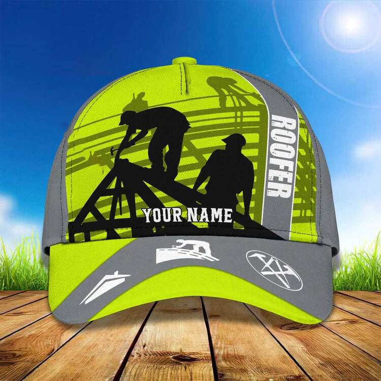 Personalized Black and White Roofer Classic Cap for Men, Custom Name Roofer Hat Job Pride Gift for Him Trucker Hats Custom Hats Gifts For Men & Women