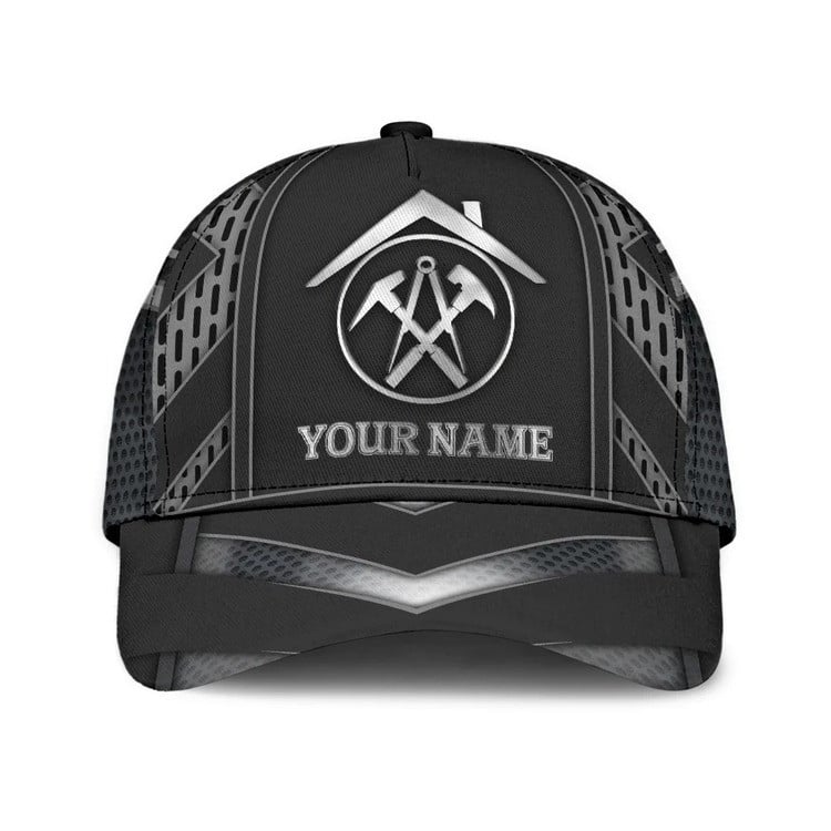 Personalized Black and White Roofer Classic Cap for Men, Custom Name Roofer Hat Job Pride Gift for Him Trucker Hats Custom Hats Gifts For Men & Women