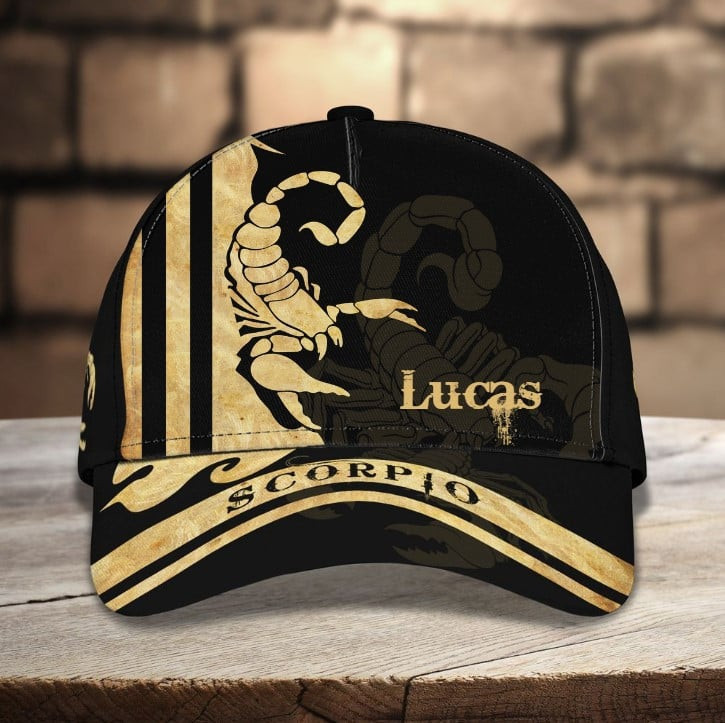 Personalized Black and White Scorpio Zodiac Classic Cap for Men, Women, Scorpio Zodiac Sign Hats Trucker Hats Custom Hats Gifts For Men & Women