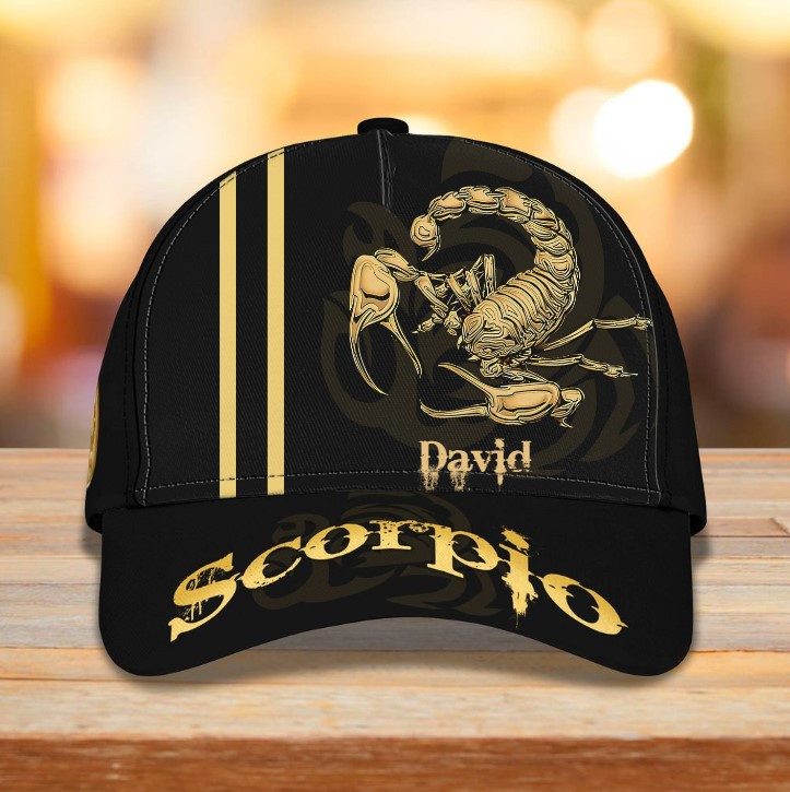 Personalized Black and White Scorpio Zodiac Classic Cap for Men, Women, Scorpio Zodiac Sign Hats Trucker Hats Custom Hats Gifts For Men & Women