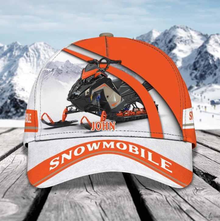 Personalized Black and White Snowmobile Hat Classic Cap for Men, Snowmobile Lovers, Friend Gifts Trucker Hats Custom Hats Gifts For Men & Women