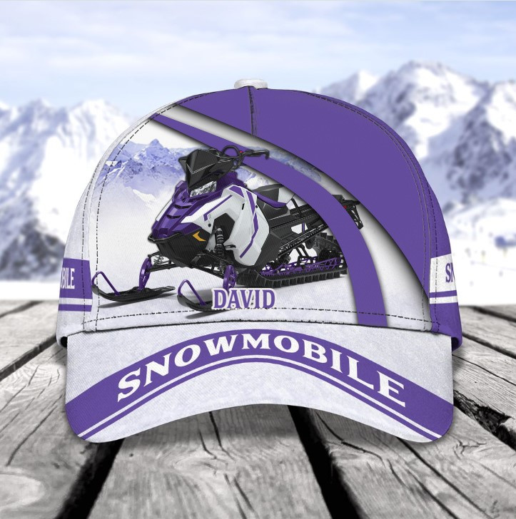 Personalized Black and White Snowmobile Hat Classic Cap for Men, Snowmobile Lovers, Friend Gifts Trucker Hats Custom Hats Gifts For Men & Women