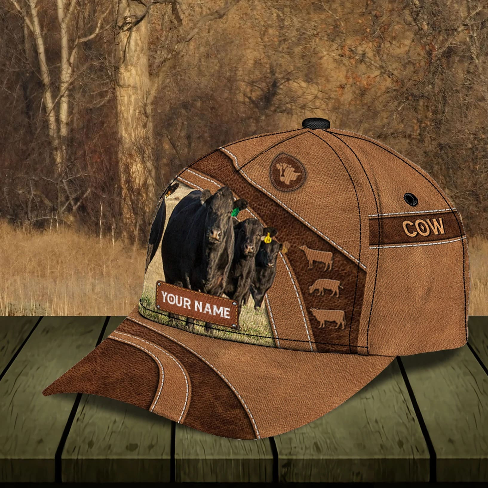 Personalized Black Angus Cow Farm Cap for Farmer, Cow Hat for Dad and Mom 3D Cap for Husband Trucker Hats Custom Hats Gifts For Men & Women