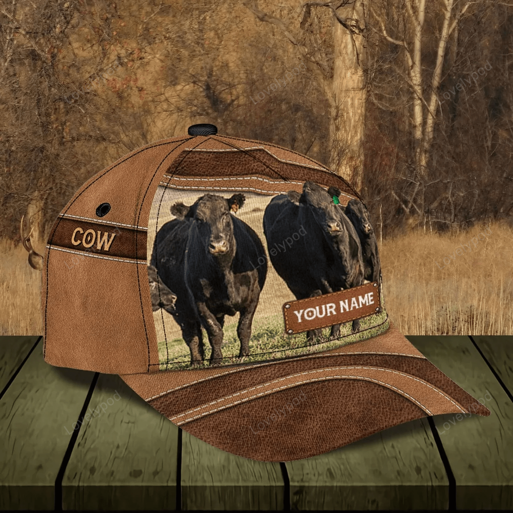 Personalized Black Angus Cow Farm Cap for Farmer, Cow Hat for Dad and Mom 3D Cap for Husband Trucker Hats Custom Hats Gifts For Men & Women