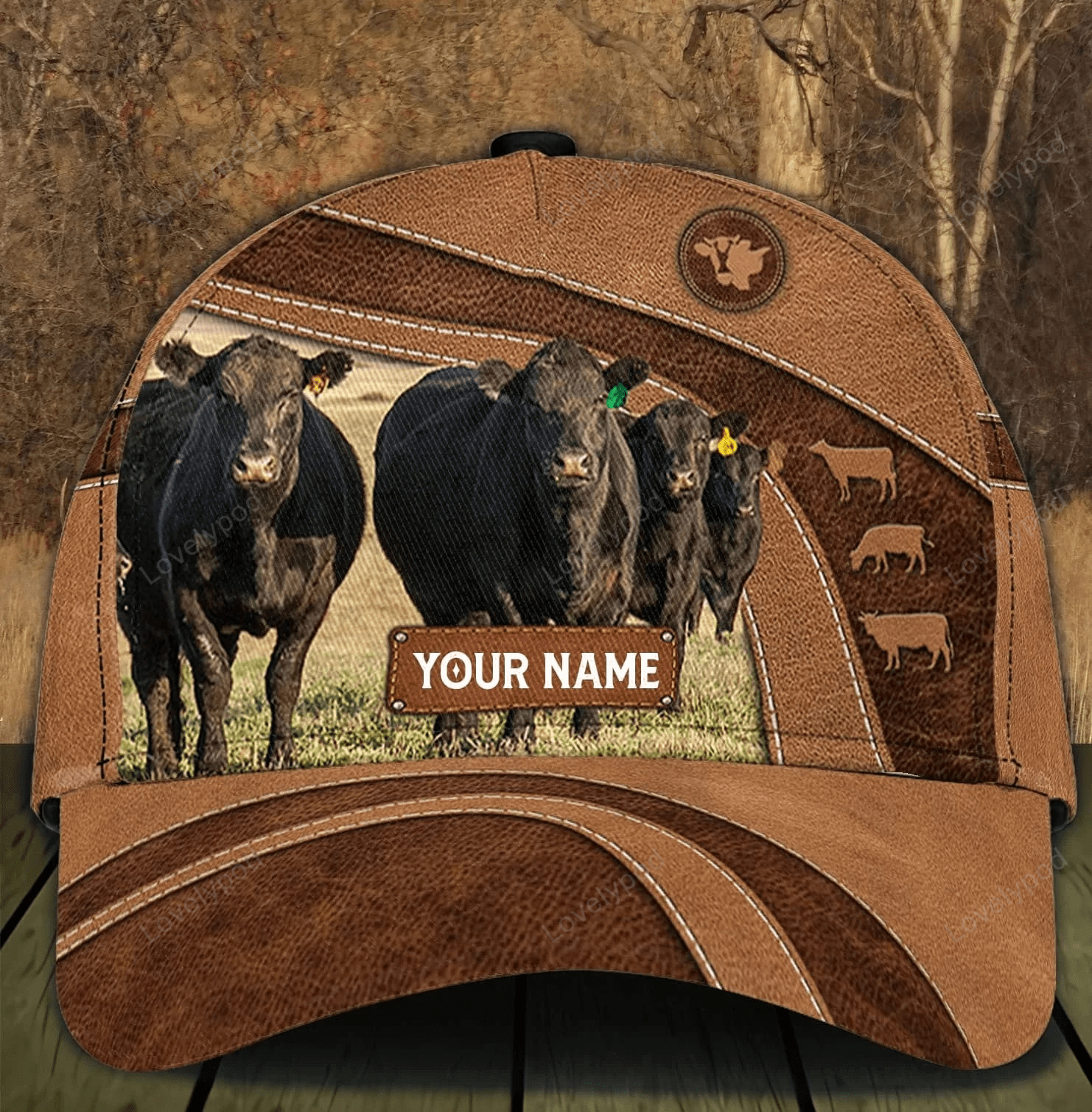 Personalized Black Angus Cow Farm Cap for Farmer, Cow Hat for Dad and Mom 3D Cap for Husband Trucker Hats Custom Hats Gifts For Men & Women