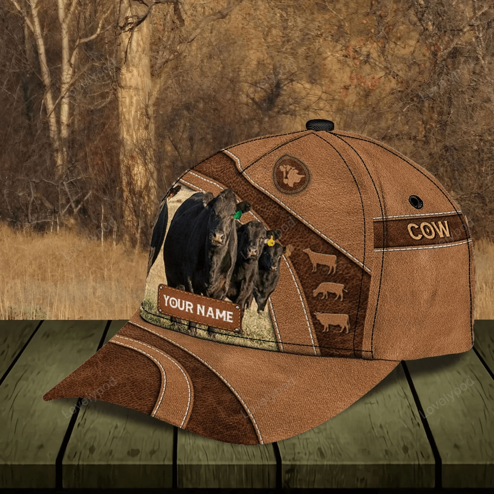 Personalized Black Angus Cow Farm Cap for Farmer, Cow Hat for Dad and Mom 3D Cap for Husband Trucker Hats Custom Hats Gifts For Men & Women