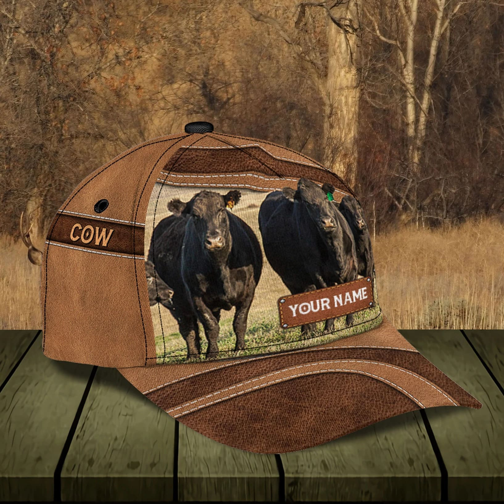 Personalized Black Angus Cow Farm Cap for Farmer, Cow Hat for Dad and Mom 3D Cap for Husband Trucker Hats Custom Hats Gifts For Men & Women
