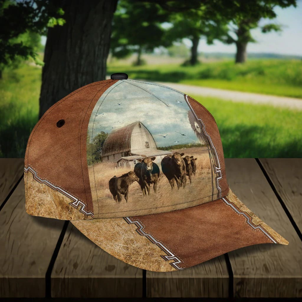 Personalized Black Angus Cow Farm Cap for Farmer, Cow Hat for Dad and Mom 3D Cap for Husband Trucker Hats Custom Hats Gifts For Men & Women