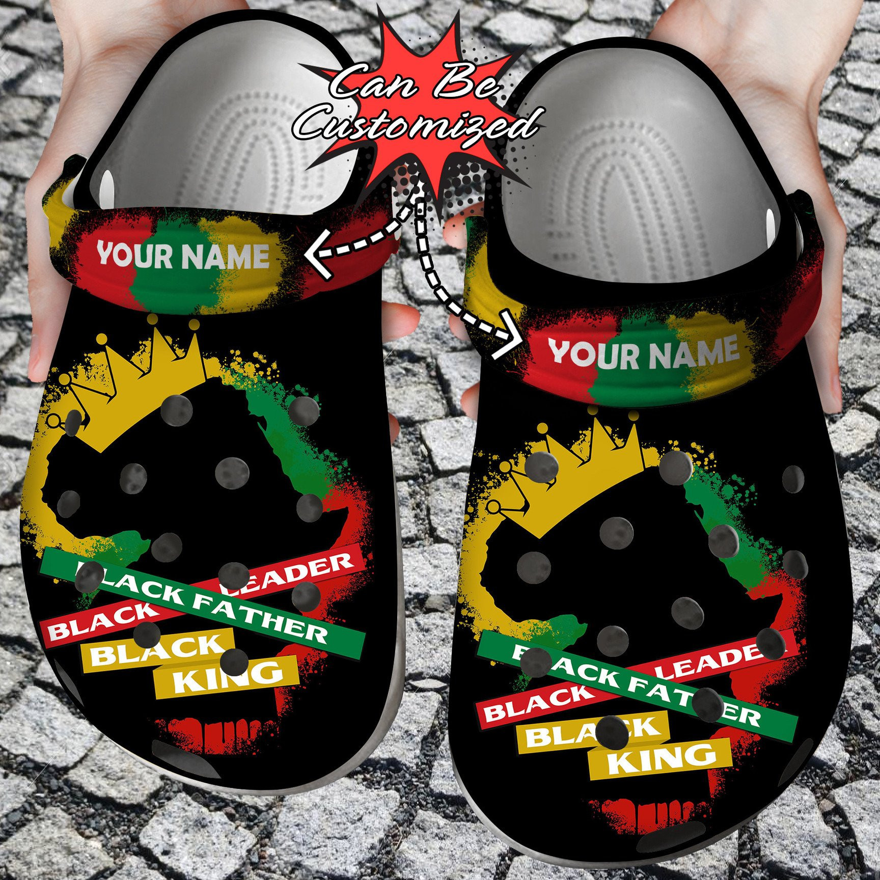 Personalized Black Father Black Leader Black King clog Shoes Fathers Custom