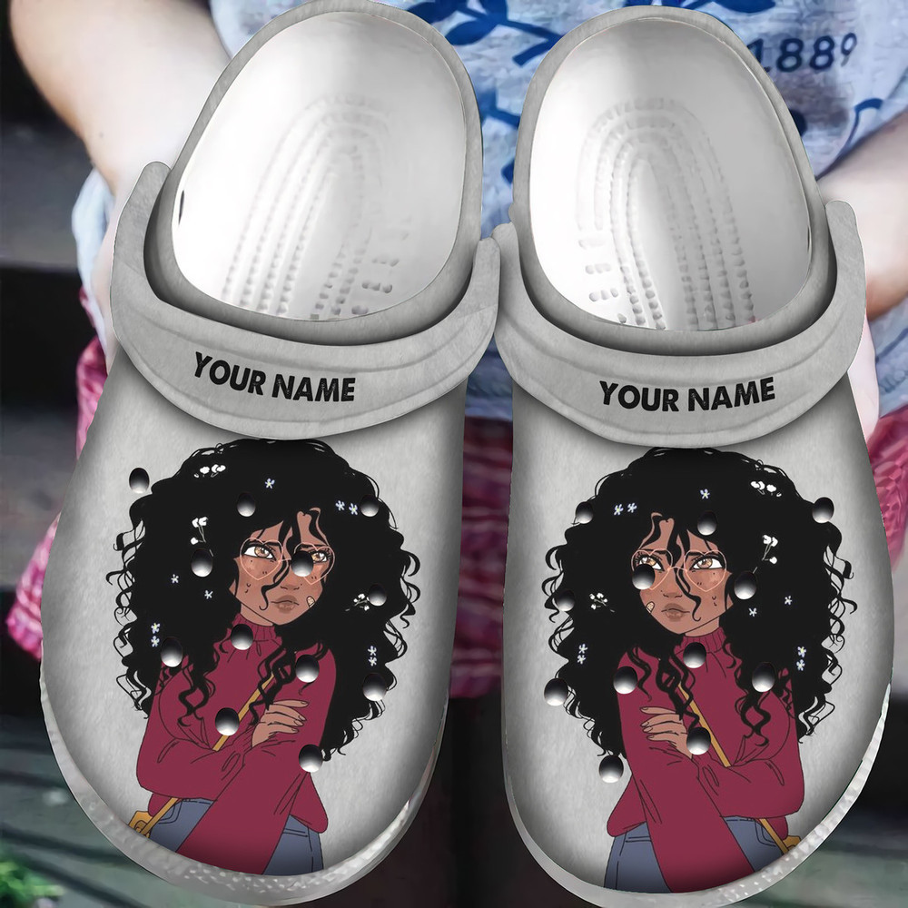 Personalized Black Girl Curly Hair African American Classic Clogs Shoes
