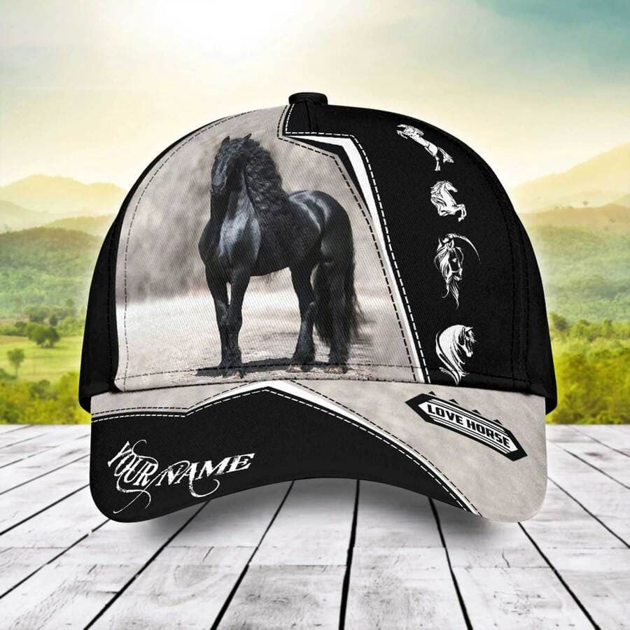 Personalized Black Horse Riding Classic Cap for Horse Lovers, Men, Women Horse Hats Trucker Hats Custom Hats Gifts For Men & Women