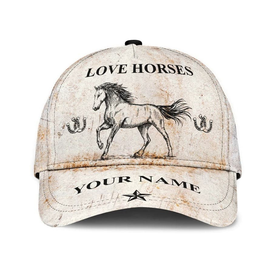 Personalized Black Horse Riding Classic Cap for Horse Lovers, Men, Women Horse Hats Trucker Hats Custom Hats Gifts For Men & Women