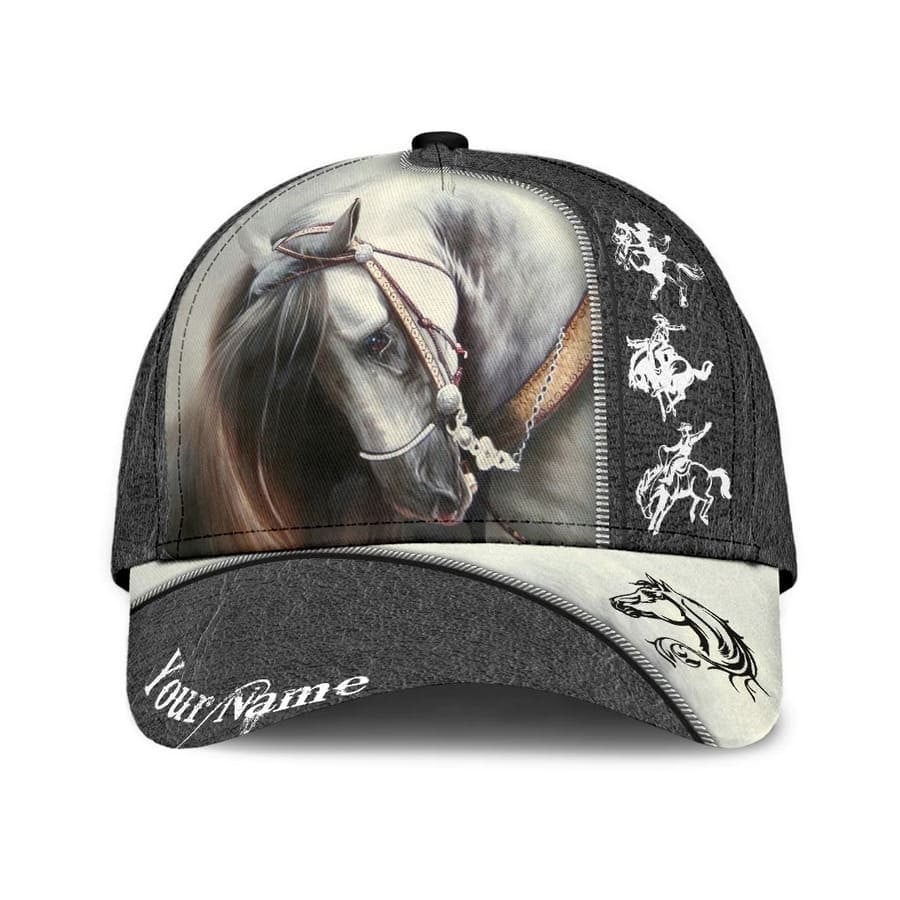 Personalized Black Horse Riding Classic Cap for Horse Lovers, Men, Women Horse Hats Trucker Hats Custom Hats Gifts For Men & Women