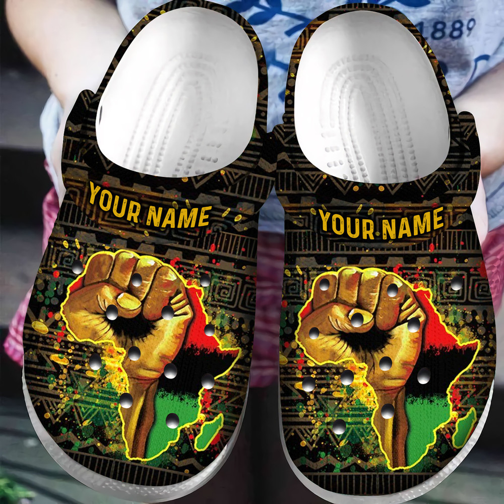 Personalized Black Power Strong African American Classic Clogs Shoes