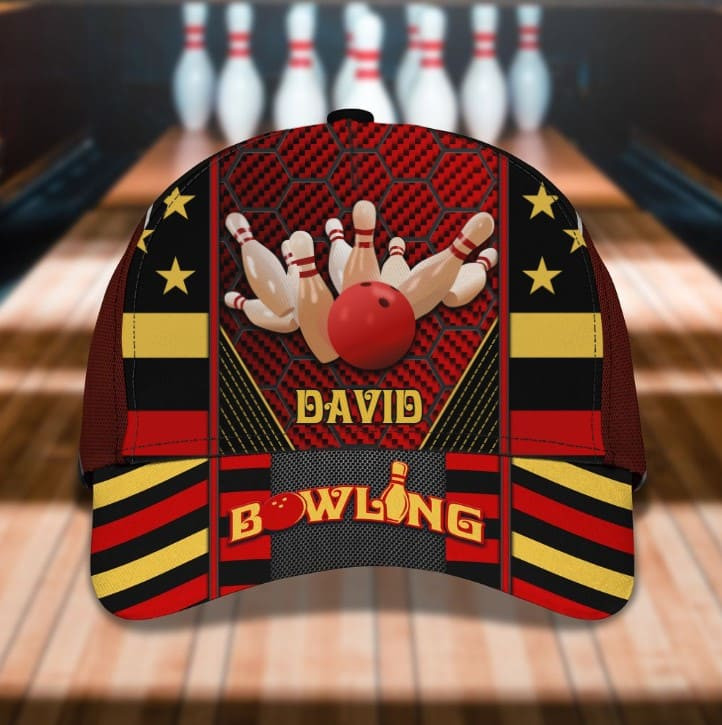 Personalized Blue Bowling Classic Cap for Men, Bowling Team Gift, Bowling Hats Uniform for Friends Trucker Hats Custom Hats Gifts For Men & Women