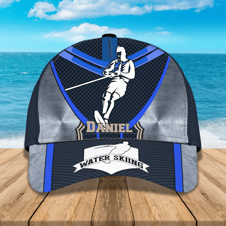 Personalized Blue Skiing in the Forest Classic Cap for Men, Skiing Team Gift for Friends Trucker Hats Custom Hats Gifts For Men & Women