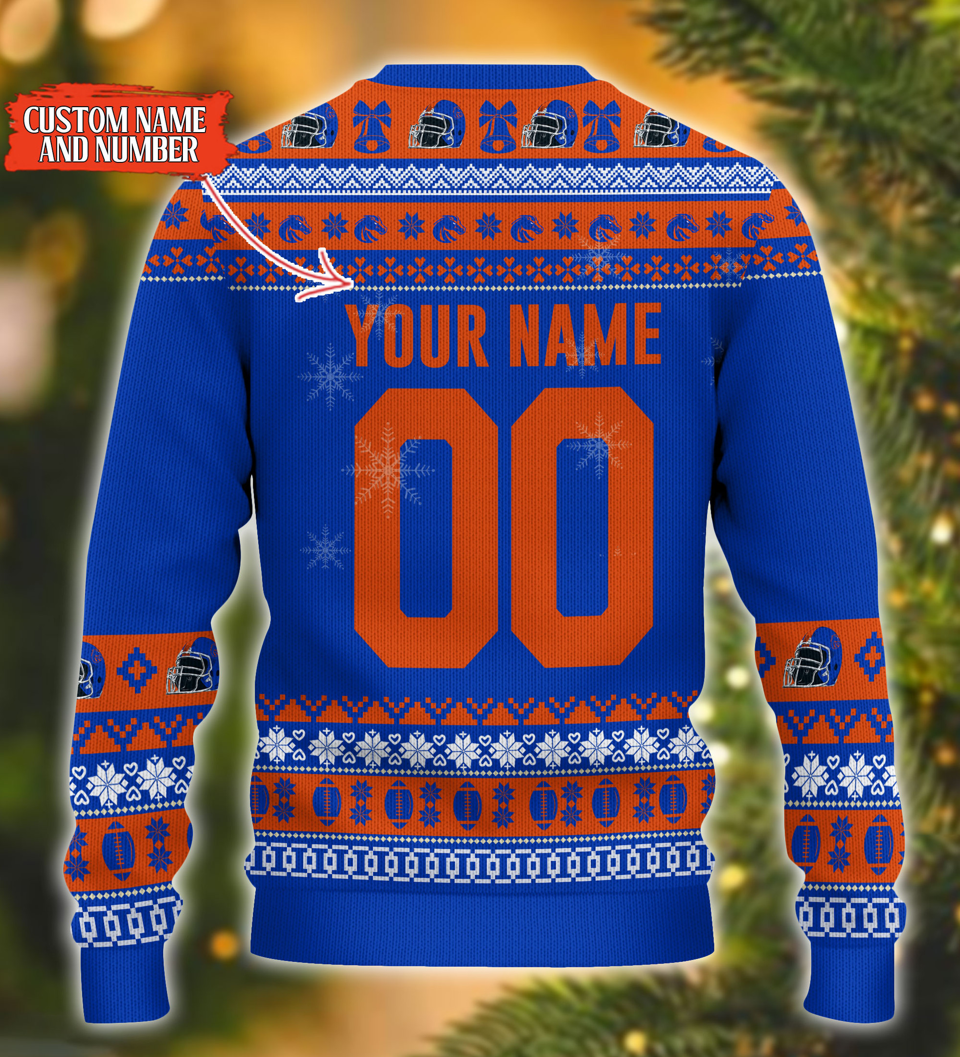 Personalized Boise State Broncos Mickey Ugly Christmas Sweater Adult 3D Funny Matching for family - Image 3