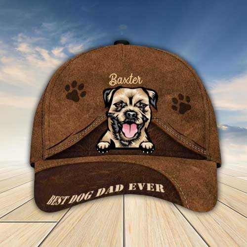 Personalized Border Terrier Hat, Custom Photo Border Terrier Cap 3D for Dad, Father Trucker Hats Custom Hats Gifts For Men & Women