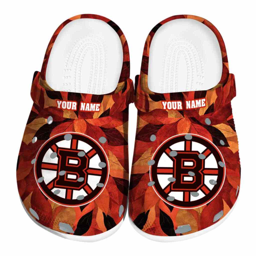 Personalized Boston Bruins Autumn Leaves ClogTVC1801875