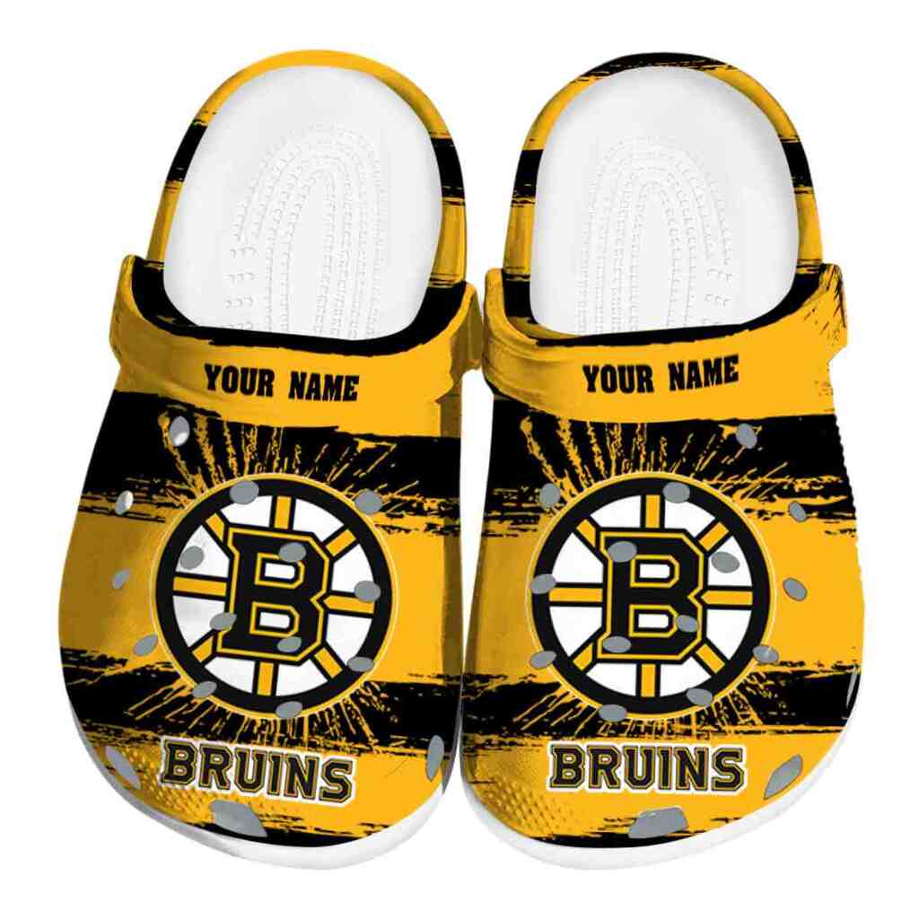 Personalized Boston Bruins Paint Splatter Graphics ClogTVC1801876