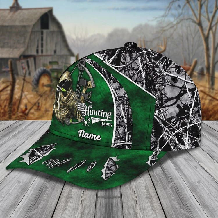 Personalized Bowhunting 3D Classic Cap for Bow Hunter Custom Name Bow Hunter Hat Trucker Hats Custom Hats Gifts For Men & Women