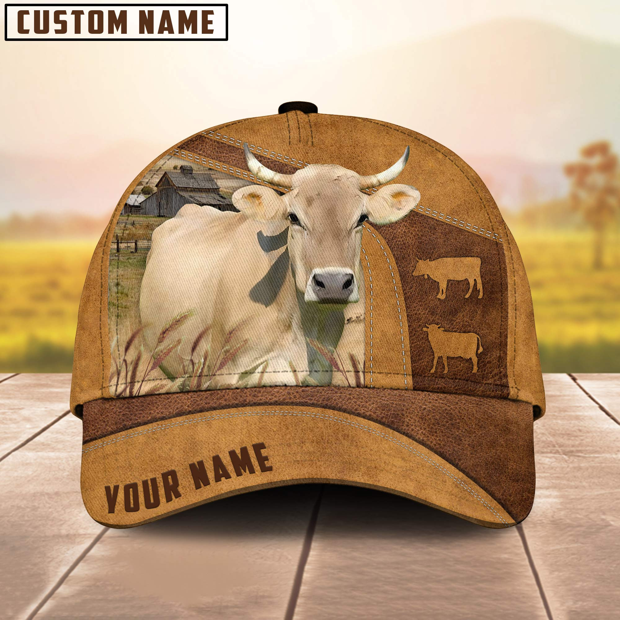Personalized Braunvieh Cattle Hat for Farmer, Custom Name 3D Farmhouse Classic Cap Trucker Hats Custom Hats Gifts For Men & Women