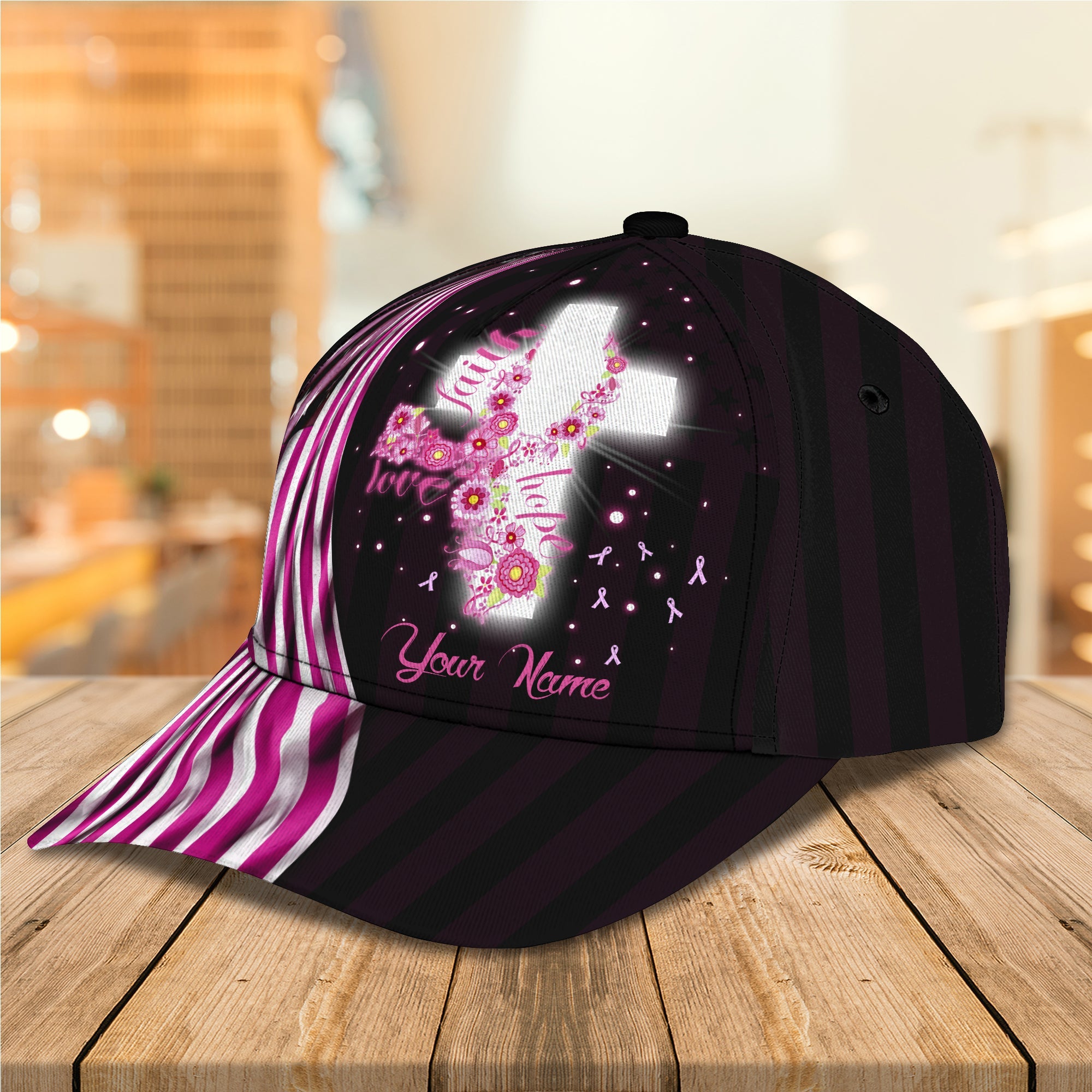 Personalized Breast Cancer Awareness Cap Trucker Hats Custom Hats Gifts For Men & Women