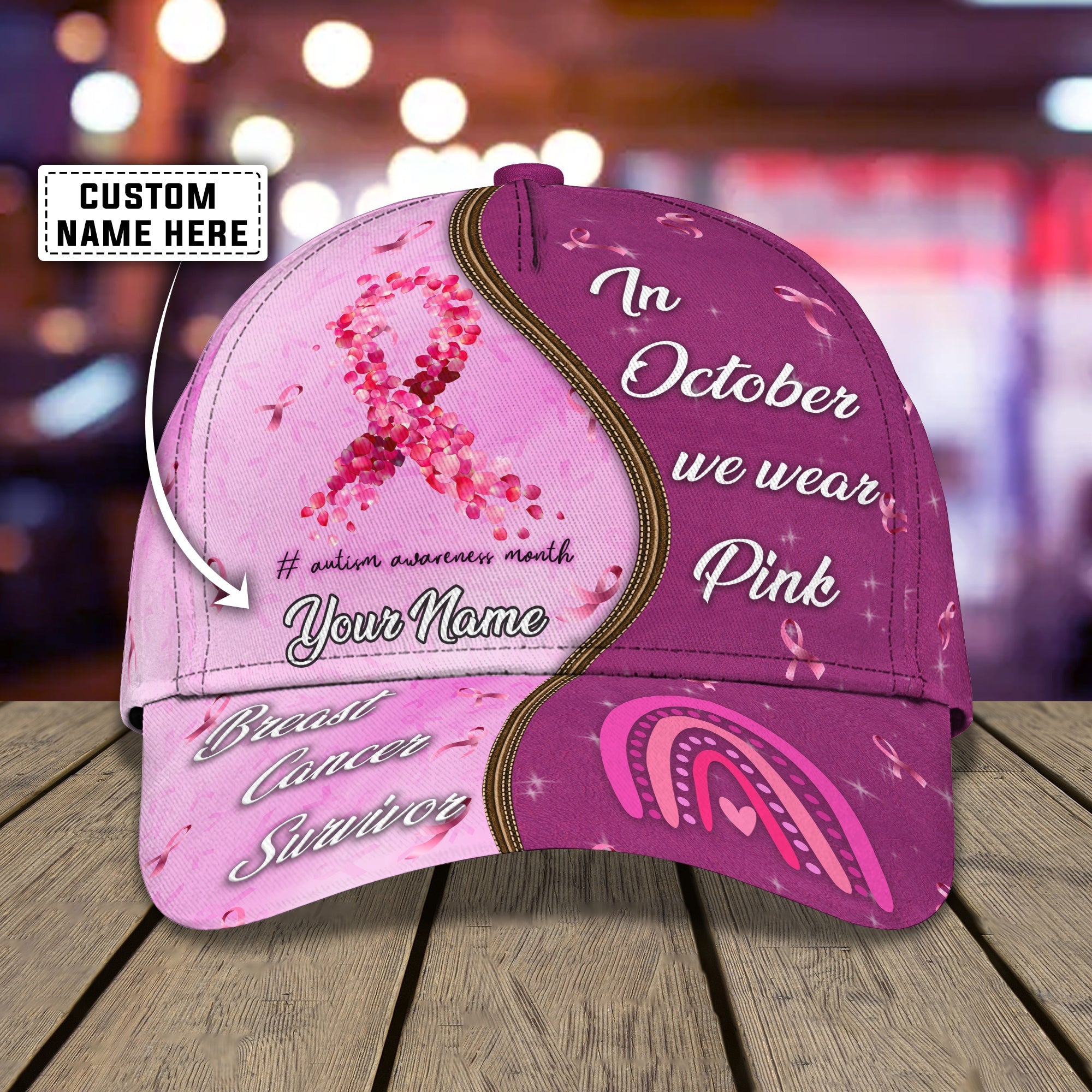 Personalized Breast Cancer Awareness Cap - Custom Classic Cap Trucker Hats Custom Hats Gifts For Men & Women