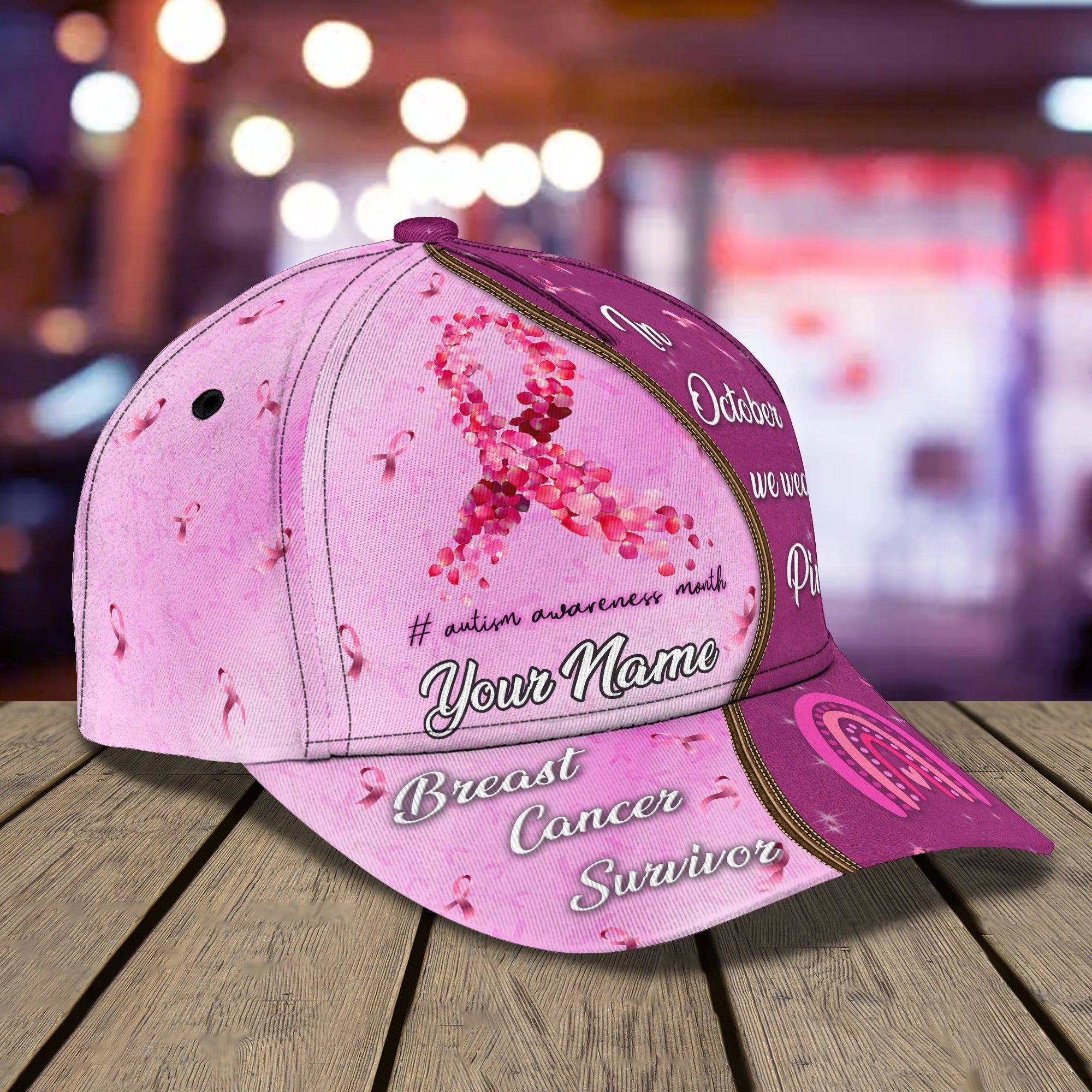 Personalized Breast Cancer Awareness Cap - Custom Classic Cap Trucker Hats Custom Hats Gifts For Men & Women