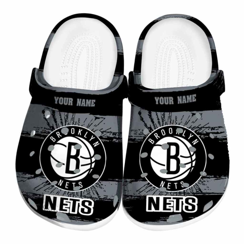 Personalized Brooklyn Nets Paint Splatter Graphics ClogTVC1801682