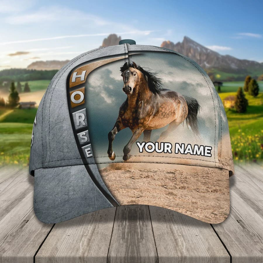 Personalized Brown Horse Cap, 3D All Over Printed Brown Horse Hat for Husband and Wife Trucker Hats Custom Hats Gifts For Men & Women