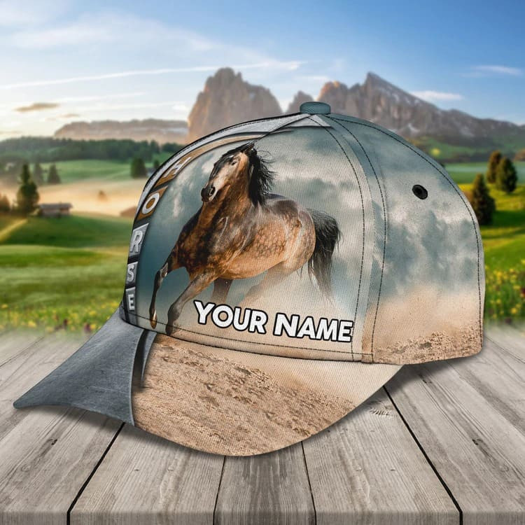 Personalized Brown Horse Cap, 3D All Over Printed Brown Horse Hat for Husband and Wife Trucker Hats Custom Hats Gifts For Men & Women