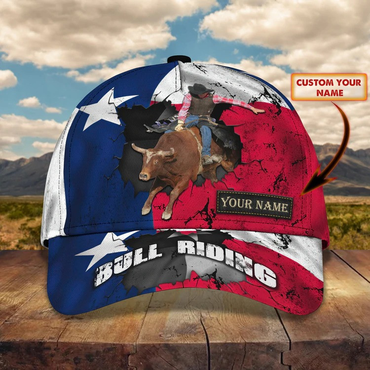 Personalized Bull Riding Texas 3D Cap for Man Who loves Bull Riding, Bull Riding Texas Hat for Him Trucker Hats Custom Hats Gifts For Men & Women