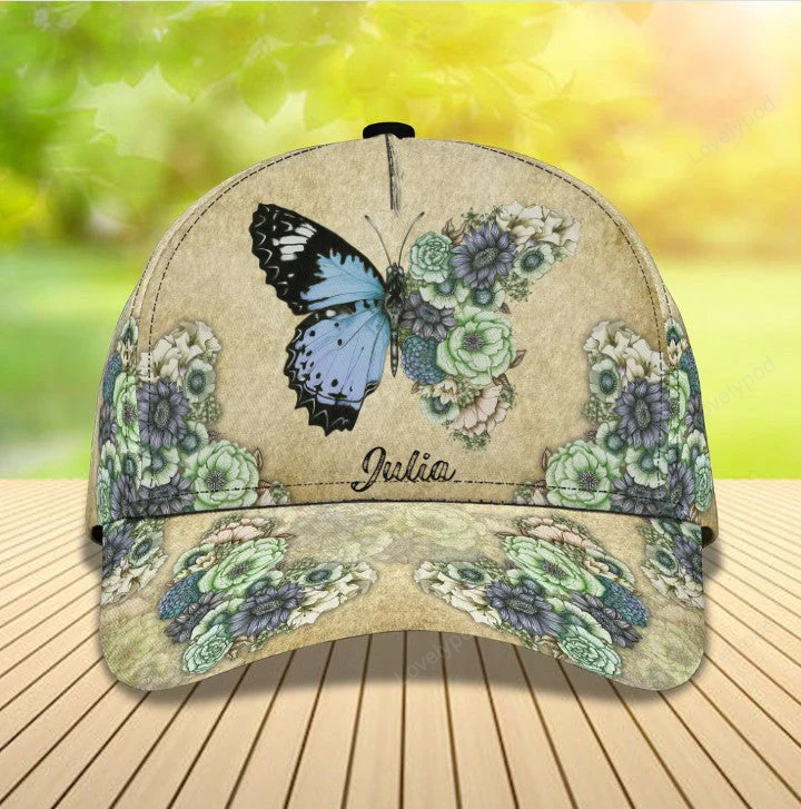 Personalized Butterfly 3D Baseball Cap for Her, Butterfly Hat for Girlfriend Birthday Trucker Hats Custom Hats Gifts For Men & Women
