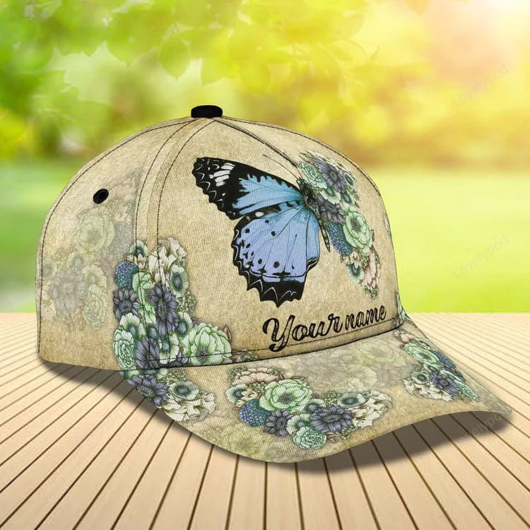 Personalized Butterfly 3D Baseball Cap for Her, Butterfly Hat for Girlfriend Birthday Trucker Hats Custom Hats Gifts For Men & Women