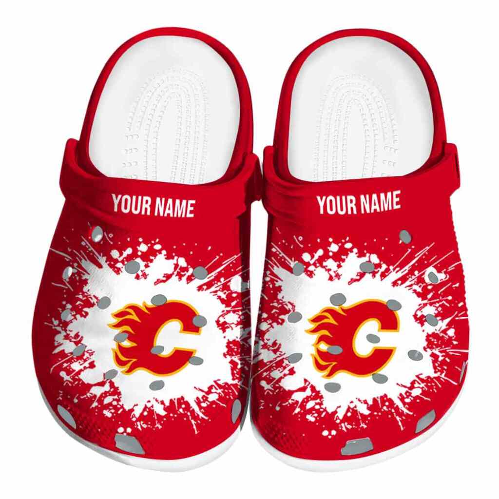 Personalized Calgary Flames Splatter Background ClogTVC1801864