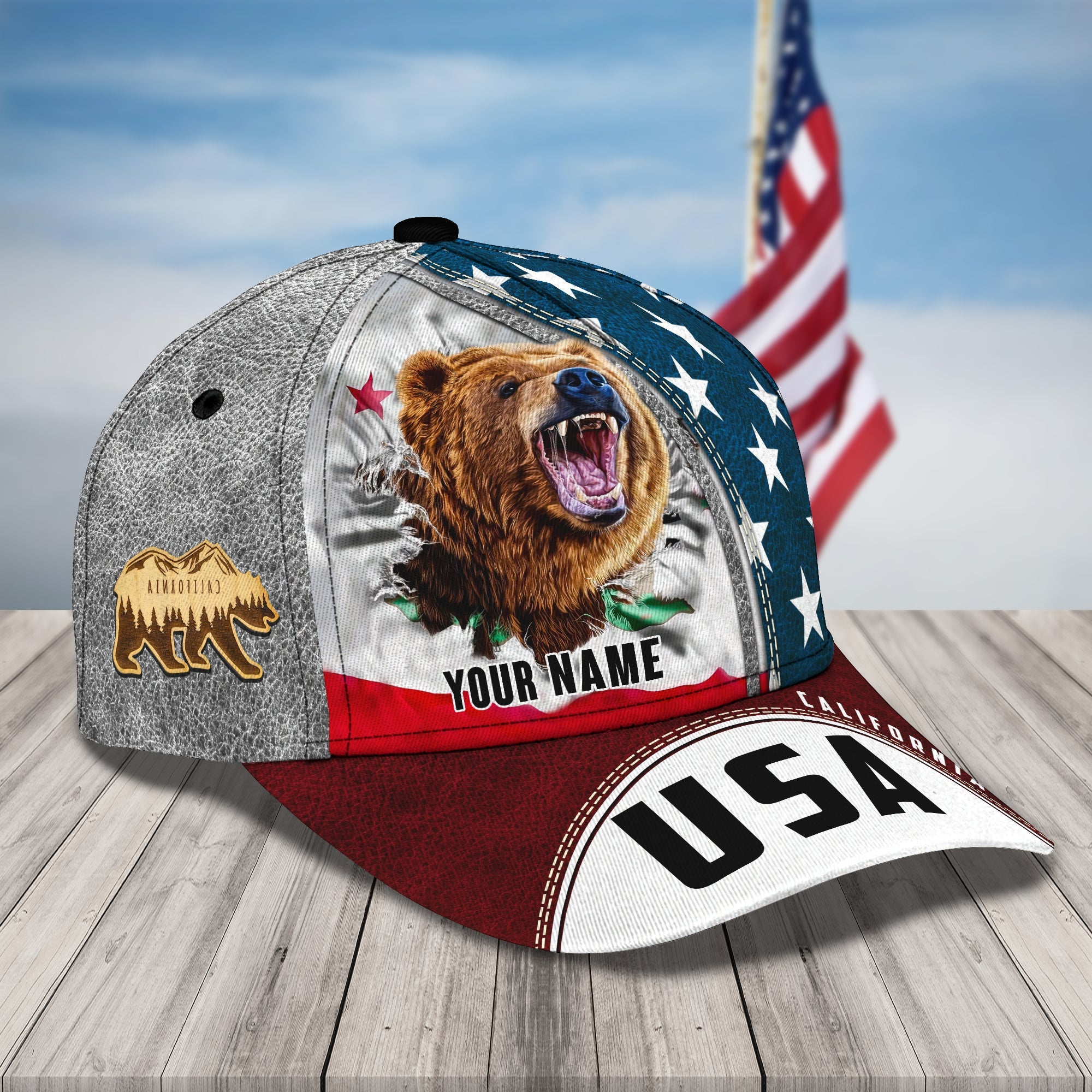 Personalized California Bear Cap - Custom Classic Name Cap - Perfect Gift Trucker Hats Custom Hats Gifts For Men & Women
