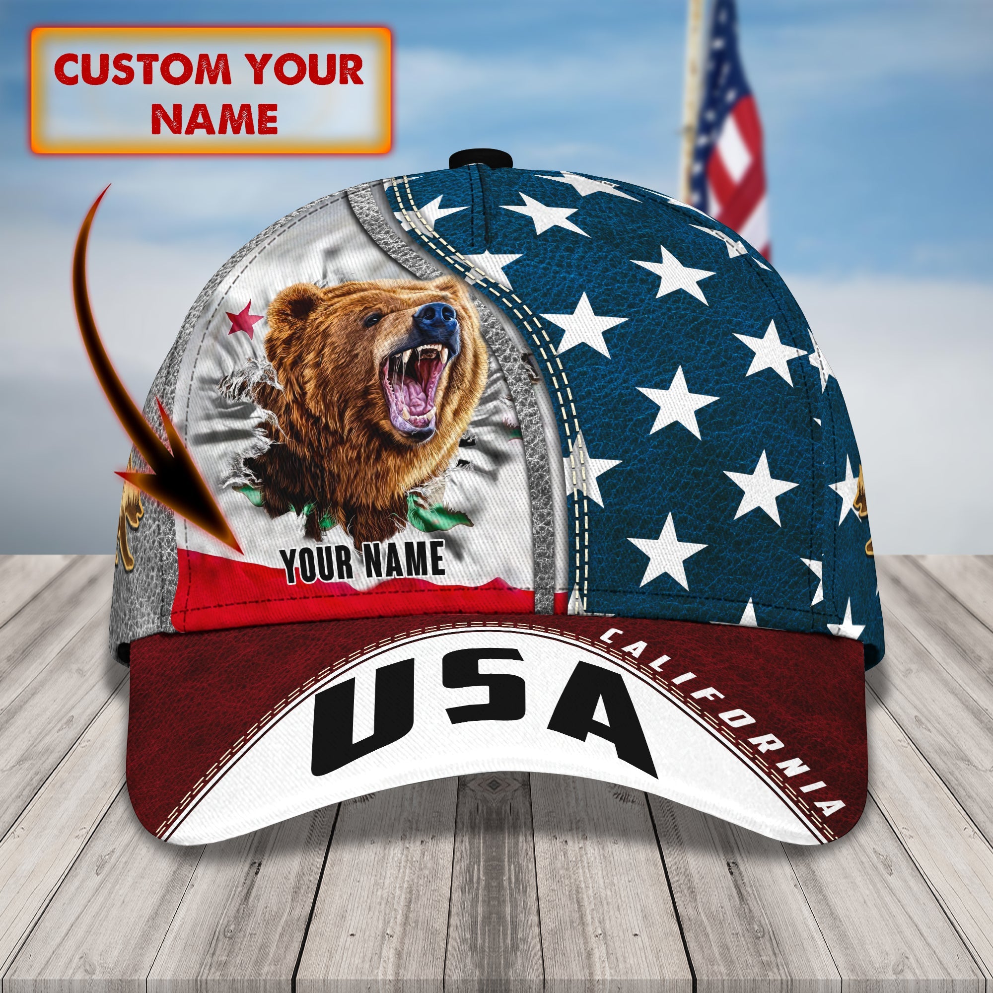 Personalized California Bear Cap - Custom Classic Name Cap - Perfect Gift Trucker Hats Custom Hats Gifts For Men & Women